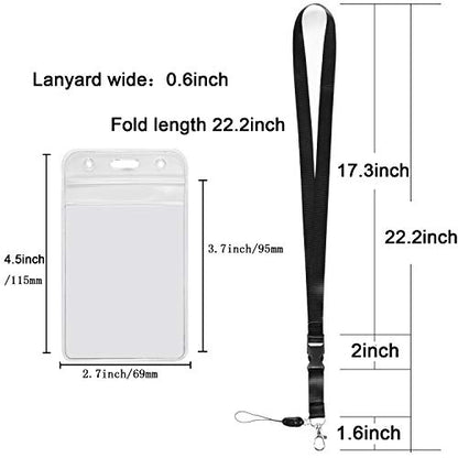 YOUOWO 1Pack Vertical ID Badge Holder with Black Lanyard,Quick Release - color: Black - 1 Pack