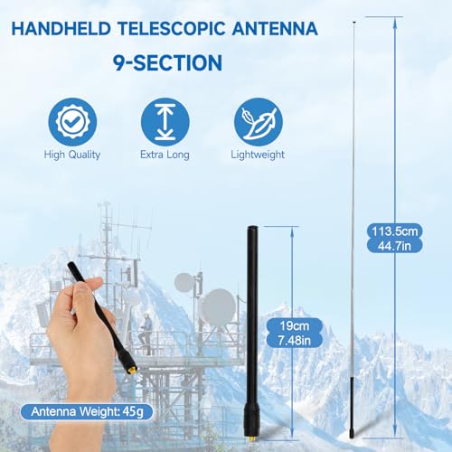 Eightwood Telescopic Handheld Ham Radio Antenna, Wide Band SMA Female