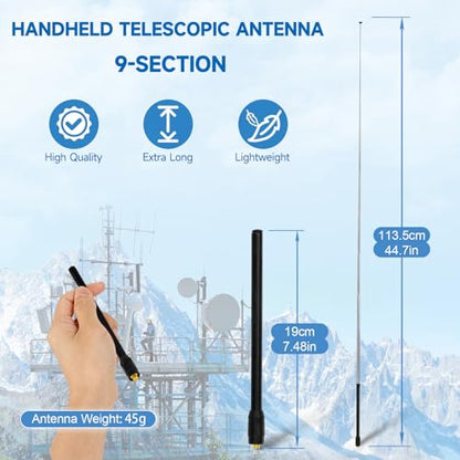 Eightwood Telescopic Handheld Ham Radio Antenna, Wide Band SMA Female