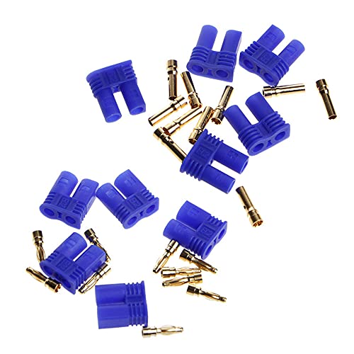10Sets EC2 Battery Connector RC Adapter Gold-Plated 2.0MM 2MM Banana Plug Bullet Connector for RC Lipo Battery - size: EC2