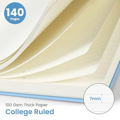 Taja Lined Spiral Notebook for Work, 5.7"x7.9" Spiral Journal College Ruled - color: D-Blue, style: a-Lined(1 Pack)