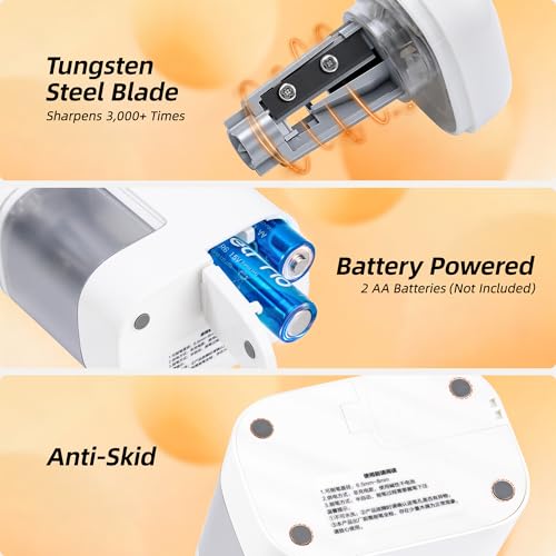 Deli Electric Pencil Sharpener, Battery Operated Portable Pencil Sharpener - color: White