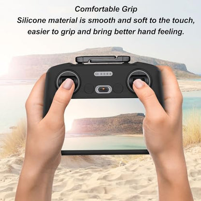 Silicone Protective Cover Case for Mini 4 Pro Air 3 RC 2, Shockproof Protective Case Compatible with Mini 4 Pro Air 3 RC 2 Controller Accessories, Comfortable Grip (Black)