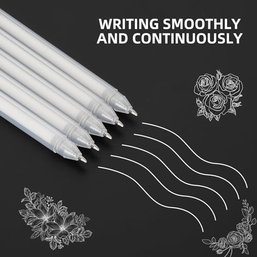 SMOOTHERPRO 3Pcs White Gel Pens and 24 Colors Acrylic Paint Markers