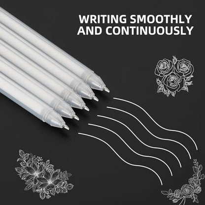 SMOOTHERPRO 3Pcs White Gel Pens and 24 Colors Acrylic Paint Markers