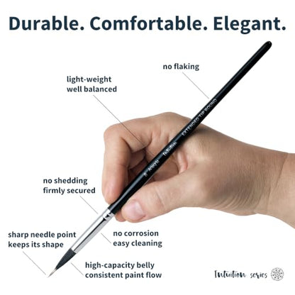 ARTEGRIA Watercolor Brush Set, 7 Extended Tip Needle Point Round Brushes