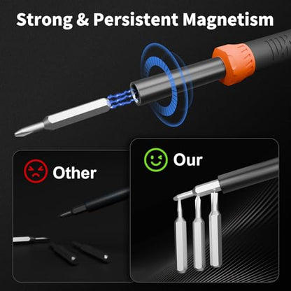 STREBITO Micro Screwdriver Set 64 in 1 Magnetic Screwdriver Set with Torx - color: Updated Orange