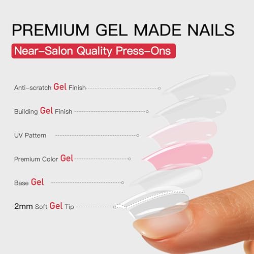 CurvLife Long Coffin Press On Nails, 3D, Soft Gel - color: 3D nails