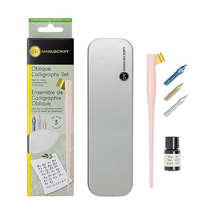 MANUSCRIPT Modern Calligraphy Oblique Set, Pink Holder, 3 Nibs - color: Pink