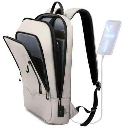 hk Backpack for Men Business Slim Laptop Bag - color: White, size: 15.6 Inch