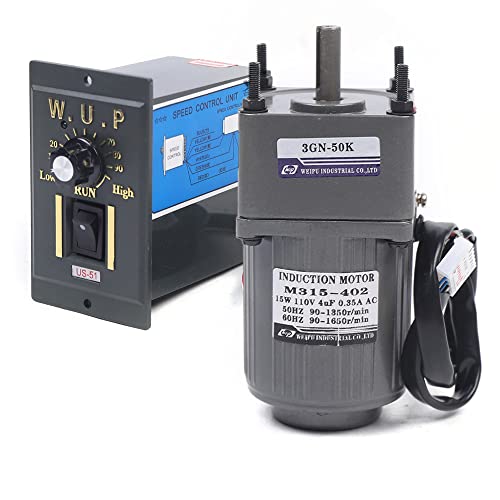 0-27RPM 15W 50K Variable Speed Geared Motor AC Gear Motor with Controller - color: 15W 50K