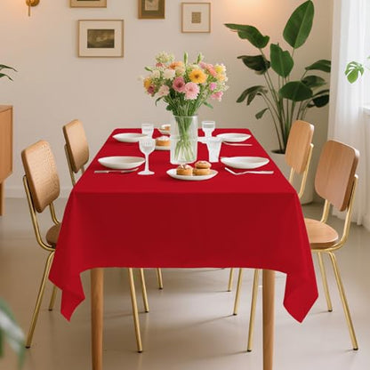 10 Pack Premium Disposable Plastic Tablecloth 54" X 108" Rectangle Table Cover for Birthdays Weddings Christmas Anniversary Buffet Table (Red) - color: Red, size: 54" X 108" Rectangle
