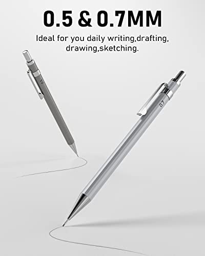 Nicpro 8 Pack 0.5mm & 0.7mm Metal Mechanical Pencil Set, MB1000 - style: 8 Pack （0.5mm & 0.7mm）