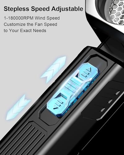 Electric Air Duster, Mini Vacuum Cleaner - 180000 RPM Turbo Fan 2-in-1 Compressed Air Duster & Vacuum Stepless Speed Adjustable for Dust Debris Removal Keyboards Electronics Home Auto Outdoor Use