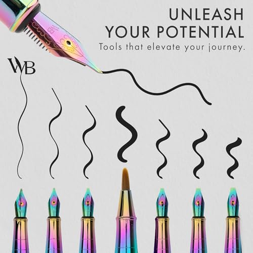 Wordsworth & Black Luxury Calligraphy Pen Set for Writing, 6 Nibs, Rainbow - color: Rainbow