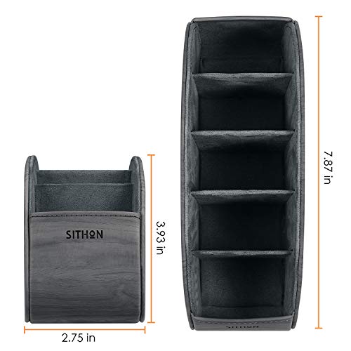 SITHON Remote Control Holder with 5 Compartments - color: Woodgrain Gray, size: Small