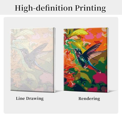 HeeBenor Framed Paint by Numbers Kit for Adults, Hummingbird, 8x12 Inch - color: Hummingbird 009