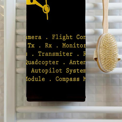 3dRose Black & Yellow Drone with DIY Accelerometer 15x22 Hand Towel - size: 15x22 Hand Towel