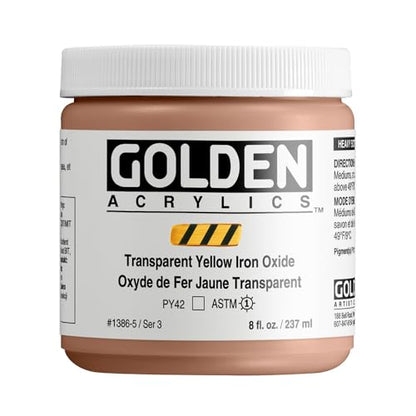 GOLDEN Heavy Body Acrylics, Transparent Yellow Iron Oxide, 8 fl. oz. Jar