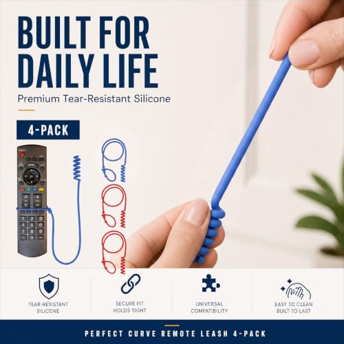 Remote Leash 4-Pack, Remote Control Tether, Adjustable 2 Blue & 2 Red - color: Blue/Red