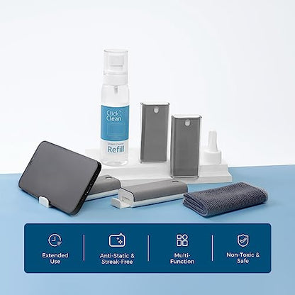 CLICK CLEAN Screen Cleaner Kit, 4 Cleaning Sprays with 4 oz Refill - size: 4 L126T Screen Cleaner Refill Kits
