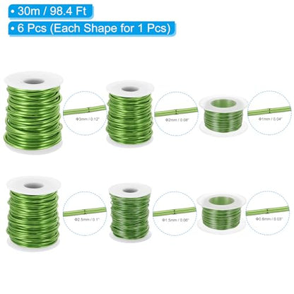 PATIKIL 20/18/15/12/10/8 Gauge Aluminum Craft Wire, 32.8 Ft Metal Wire Armature Bendable Wire for Jewelry Making Metal Wrap DIY, Green - color: Green