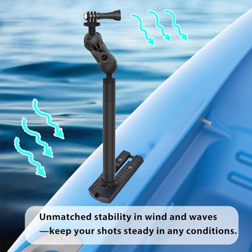29" Adjustable Kayak Camera Mount with Infinitely Extendable Stand, Kayak Sports Camera Mounting Compatible with GoPro and 1/4" Threaded Cameras - style: camera mount with pole