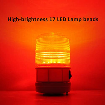 Strobe Beacon Warning Light Battery Flashing Lights with 89dB Alarm Sound LED Red Magnetic Strobe Light for Site, Road Construction Safety Warning