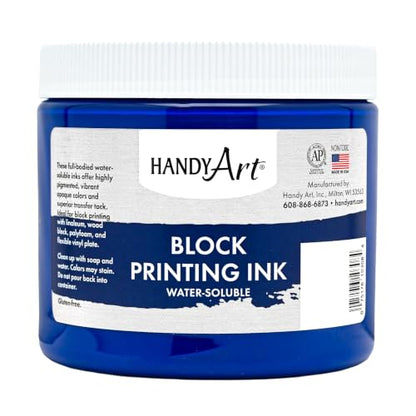 Handy Art Block Printing Ink, Blue, 16 oz Jar, Water-Soluble - color: Blue, size: 16 Fl Oz