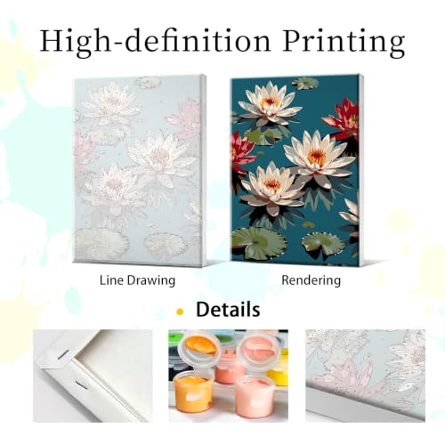 YOYA Framed Paint by Numbers Kit for Adults - Lotus Flower Paint by Number - color: Lotus 032