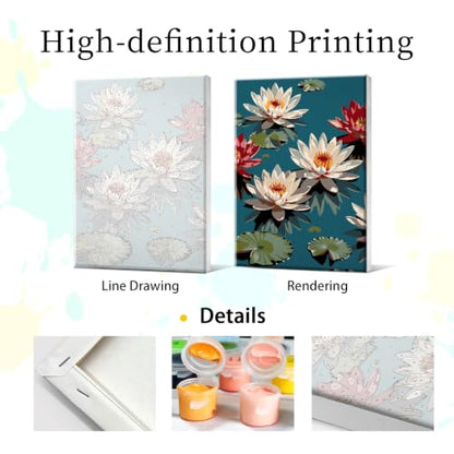 YOYA Framed Paint by Numbers Kit for Adults - Lotus Flower Paint by Number - color: Lotus 032