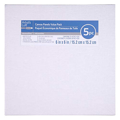 5 Pack 6" x 6" Value Canvas Panel by Artist's Loft - size: 6" x 6"
