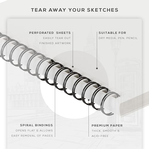 Beechmore Books 9x12 Top Spiral Sketchbook 140 GSM 100 Perforated Pages - size: A4 (9" x 12")