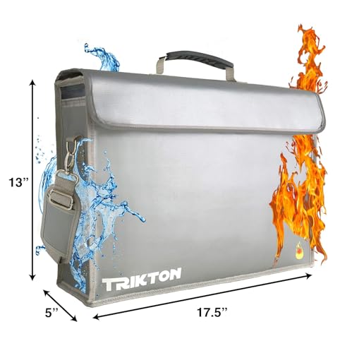 Fireproof & Waterproof Document Bag XXL 17.5x13x5 with TSA Lock, High-Viz Design, Flexible Fireproof Bag for A3 & Legal Size Files, Developed by USA Engineers & Firefighters, Travel Ready - color: Silver with Lock
