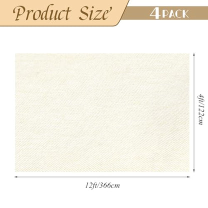 4 Pack Flaxen Waterproof Polyester Drop Cloths, 4 X 12 FT - color: Flaxen, size: 4 x 12 ft