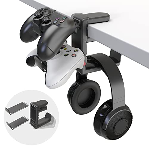 EURPMASK 3-in-1 Rotating Headphone Stand w/2 Detachable Controller Holders - color: Black Pro 1 Pack