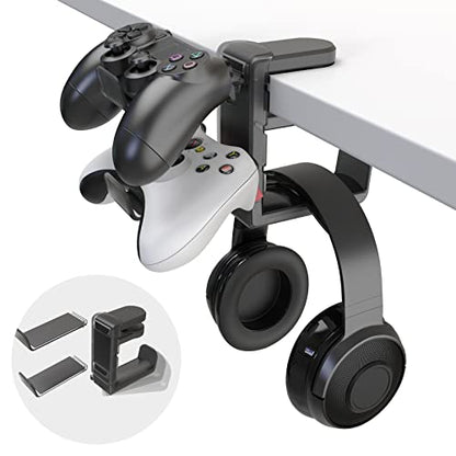 EURPMASK 3-in-1 Rotating Headphone Stand w/2 Detachable Controller Holders - color: Black Pro 1 Pack