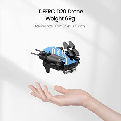 DEERC D20 Mini Drone for Kids with 720P HD FPV Camera Remote Control Toys Gifts for Boys Girls with Altitude Hold, Headless Mode, One Key Start Speed Adjustment, 3D Flips 2 Batteries, Blue