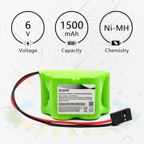 (4-Pack) 6V 1500mAh Ni-MH Receiver Battery with Hitec Connector - color: (4-Pack) 6V 1500mAh 2/3A Trapezoid