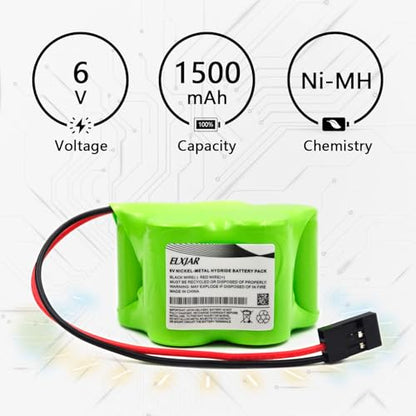 (4-Pack) 6V 1500mAh Ni-MH Receiver Battery with Hitec Connector - color: (4-Pack) 6V 1500mAh 2/3A Trapezoid
