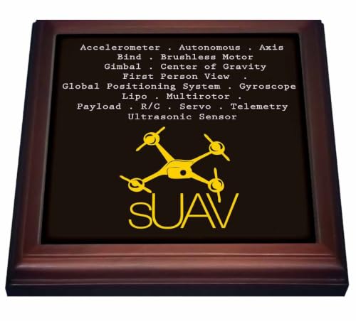 3dRose Black and Yellow Drone with DIY Accelerometer Gyroscope Brushless Motor GPS 8x8 Trivet with 6x6 Ceramic Tile