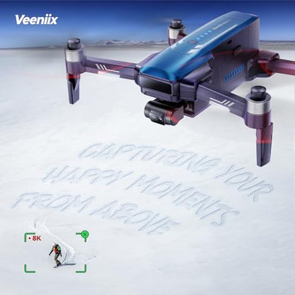 Veeniix V11PRO RC2 Drone for Adults 3-Axis Gimbal 8K Camera Screen Remote - color: Blue and White