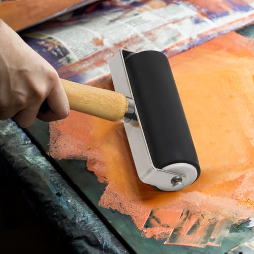 Ink Roller Printmaking Tool Rubber Roller for Stamping Crafting Scrapbook Wallpaper Glue and Relief Printing Projects Black 2 Pack