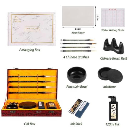 Chinese Calligraphy Set Japanese Calligraphy Kit for Beginners-Red - color: Red