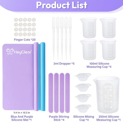 HeyClear Silicone Measuring Cups Kit for Epoxy Resin 250&100ml Mixing Cups - size: 250ML+100ML
