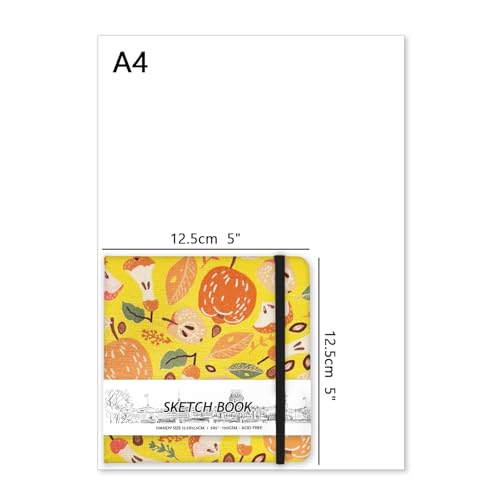 5" x 5" Hardcover Sketch Book,58 Sheets Small Mixed Media Pocket Sketch Pad - color: 150gsm Cloth-fruit pit