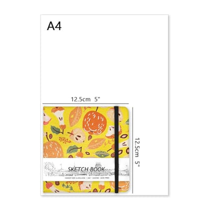 5" x 5" Hardcover Sketch Book,58 Sheets Small Mixed Media Pocket Sketch Pad - color: 150gsm Cloth-fruit pit