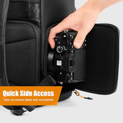 Cwatcun Camera Backpack, Professional DSLR/SLR/Mirrorless Camera Bag with Tripod Holder & Drone/Laptop Compartment, Waterproof Multifunction Photography Backpack Compatible with Canon/Nikon/Sony/DJI