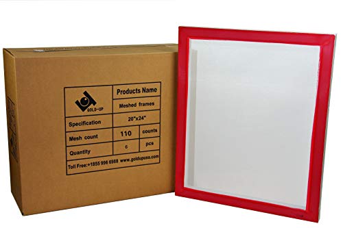 20 x 24 Inch Pre-Stretched Aluminum Silk Screen Printing Frames with 110 White Mesh (6 Pack Screens)