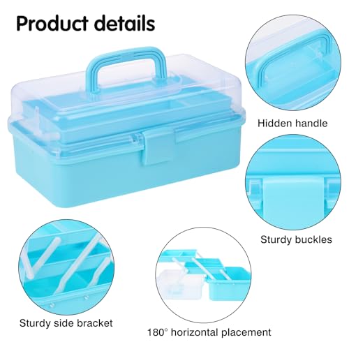 Tackle Box, 3-Layer Craft Sewing Medicine Art Hair Tool Organizer Blue - color: Blue